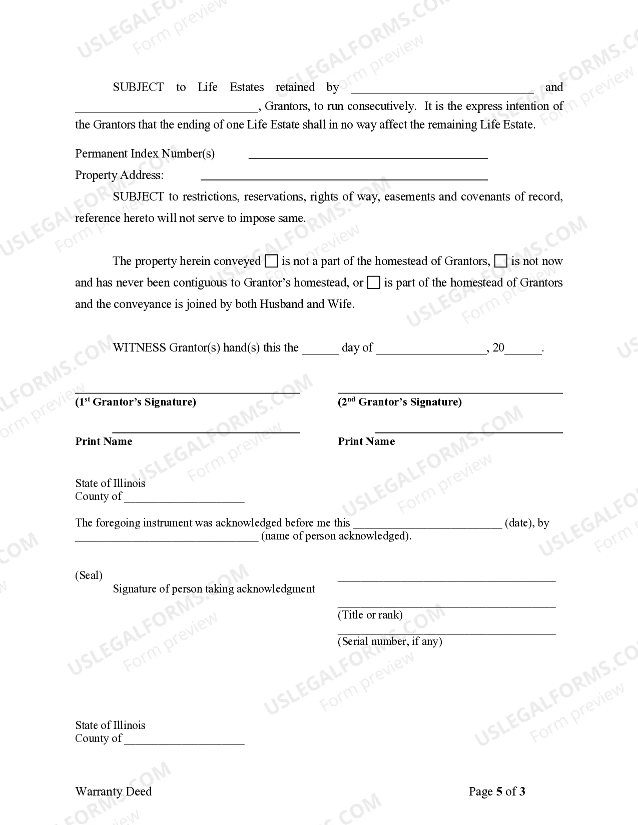 Preview Warranty Deed to Child Reserving a Life Estate in the Parents