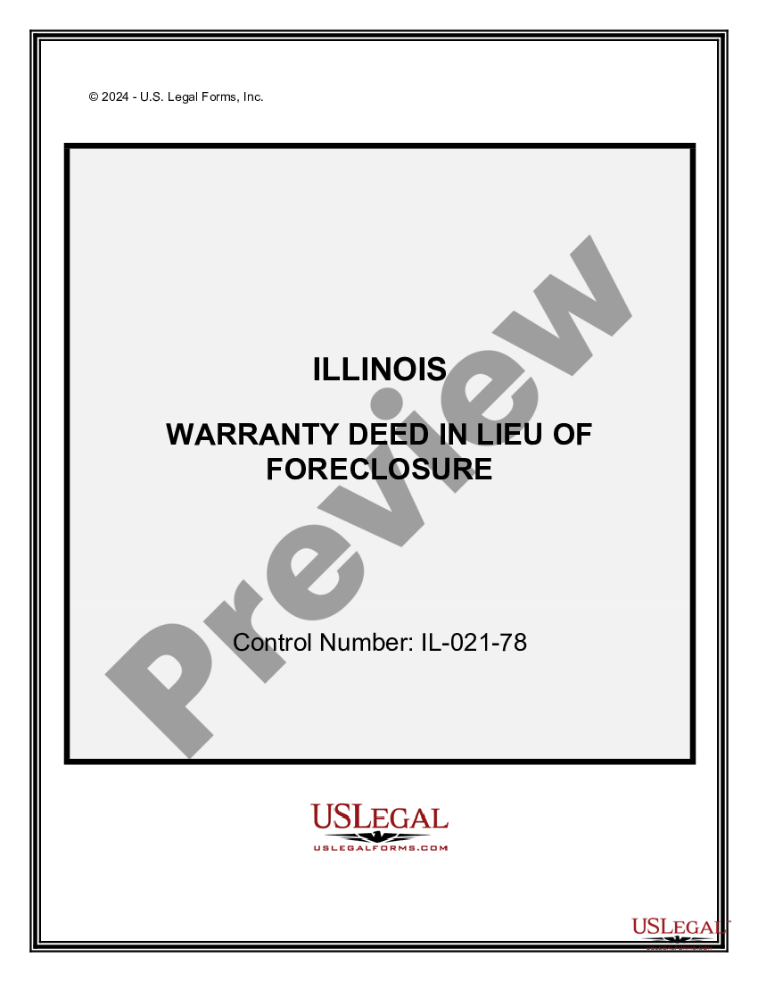 Chicago illinois warranty deed in lieu of foreclosure sample