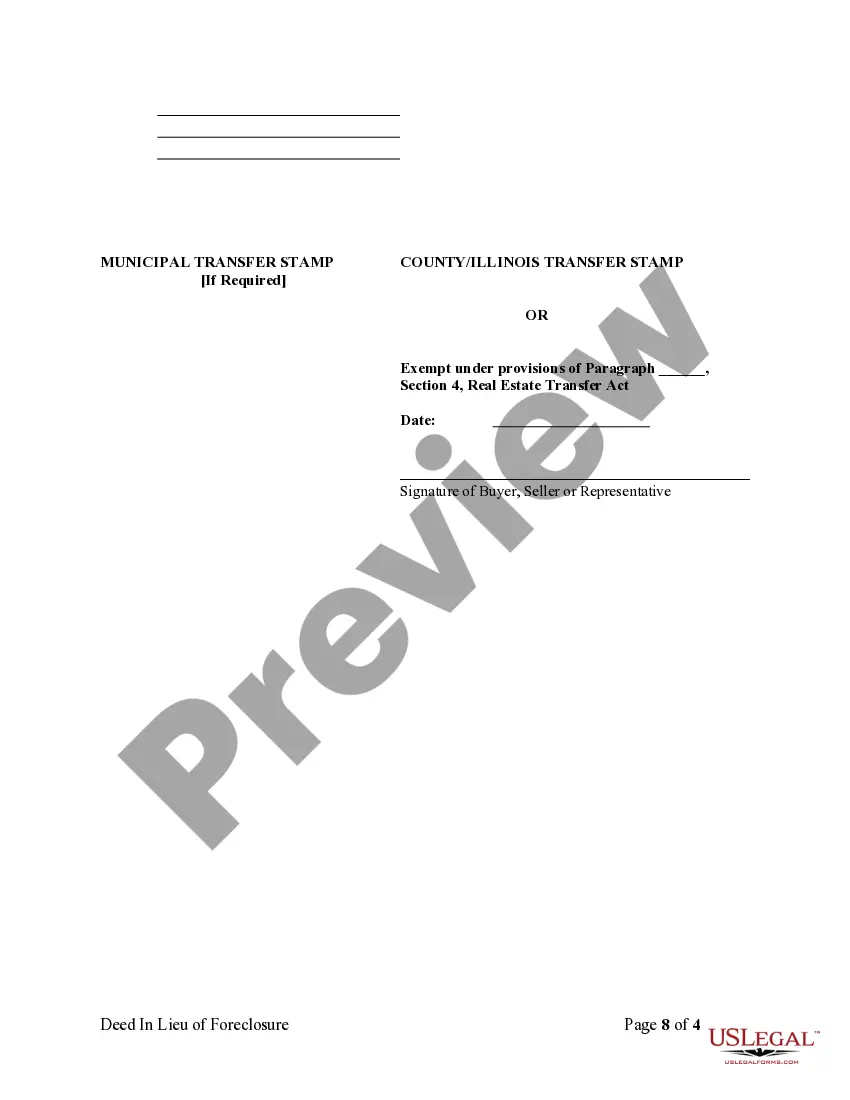 Get Warranty Deed in Lieu of Foreclosure Preview Warranty Deed in Lieu of Foreclosure