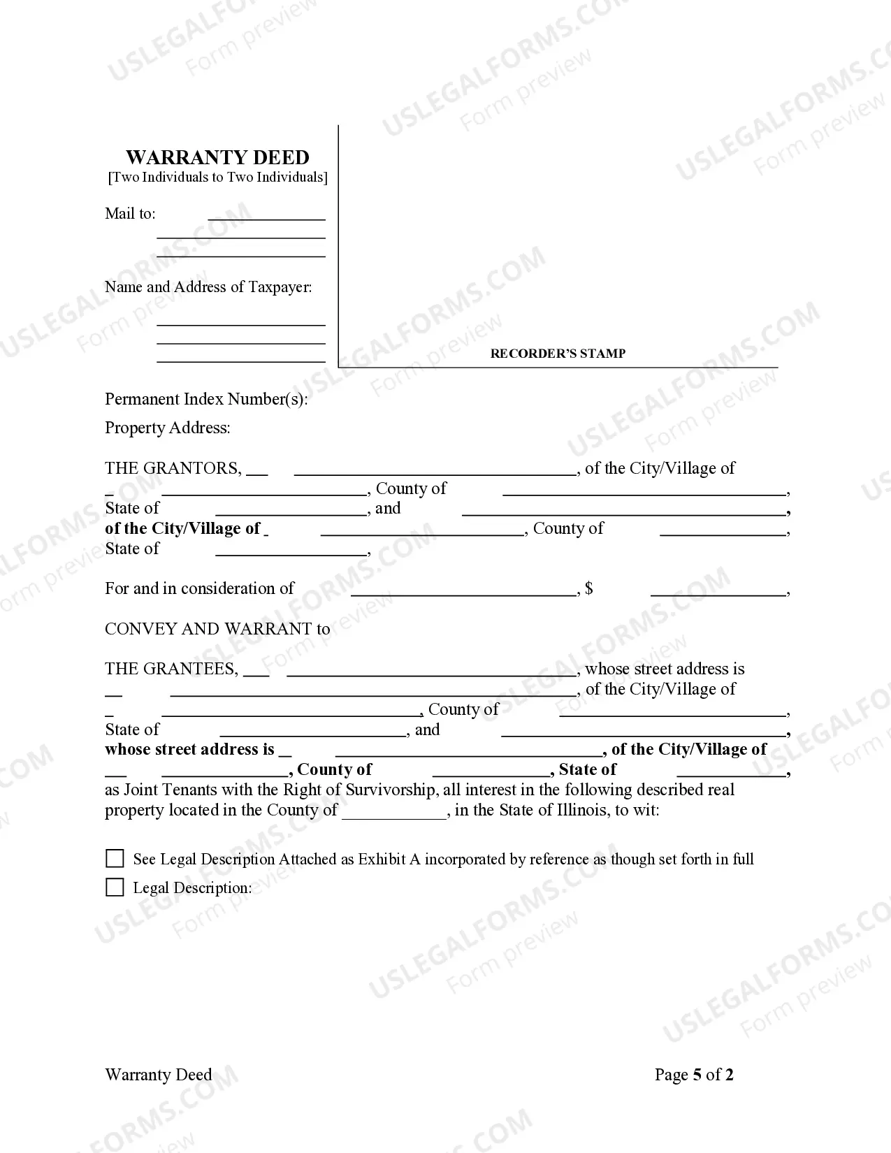Preview Warranty Deed - Two Individuals to Two Individuals