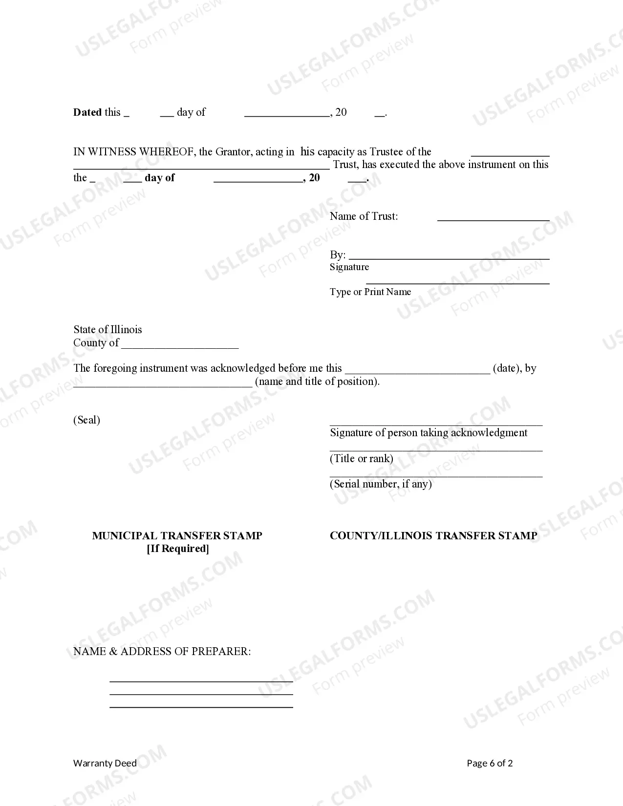 Preview Warranty Deed - Trust to Two Individuals / Husband and Wife