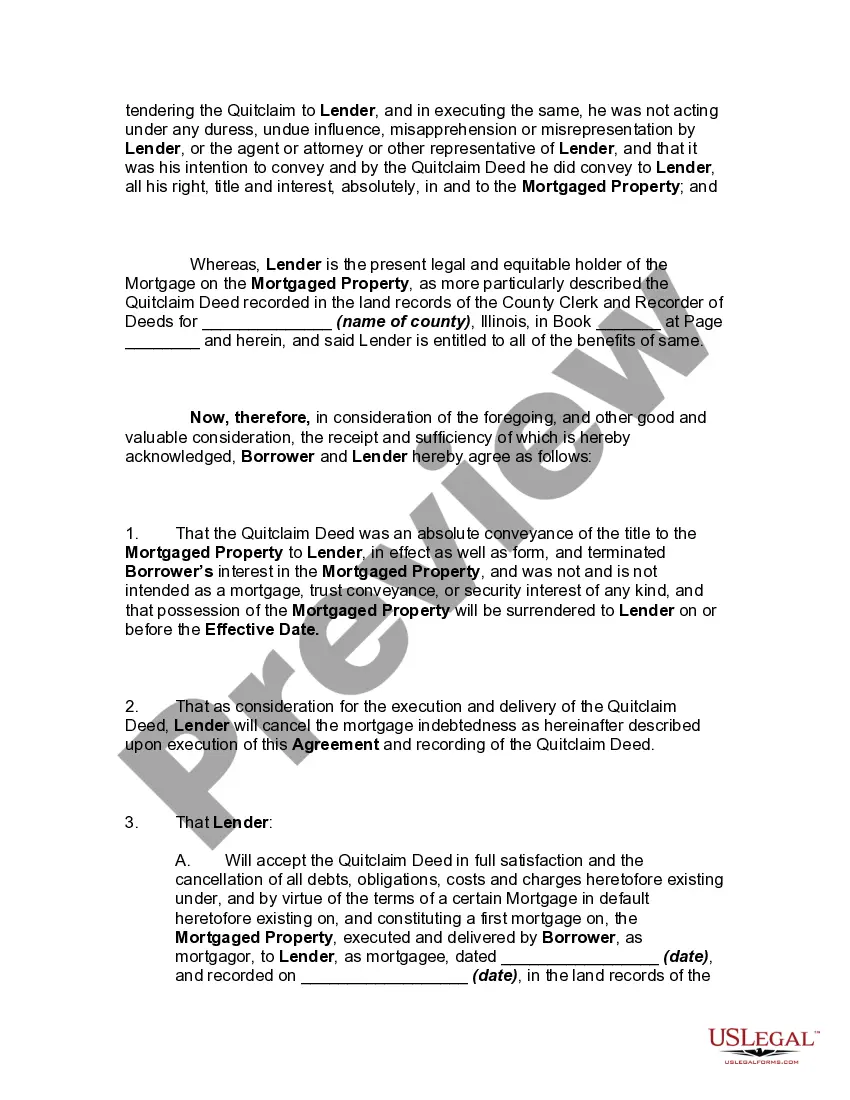 Preview Estoppel Affidavit and Agreement for Deed in Lieu of Foreclosure