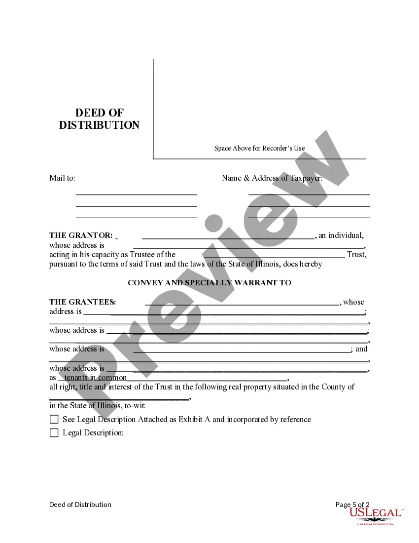 Preview Deed of Distribution from Trust to Four Individuals