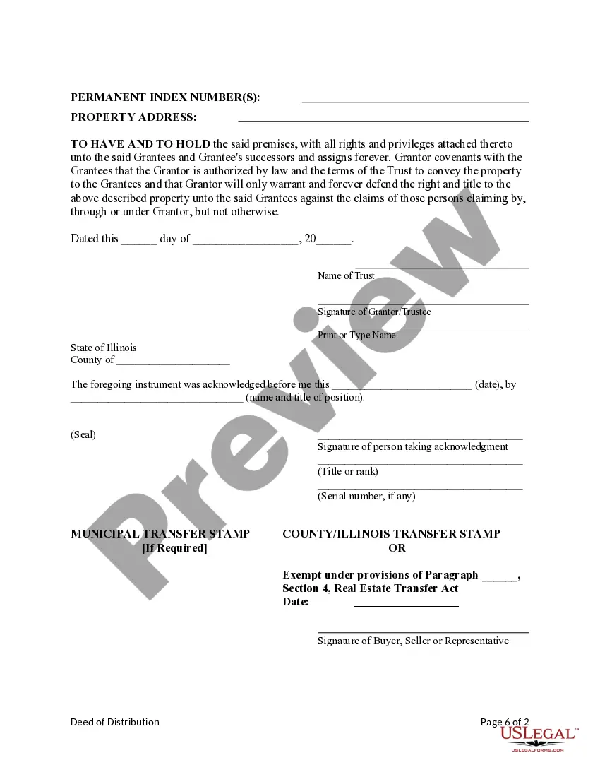 Preview Deed of Distribution from Trust to Four Individuals