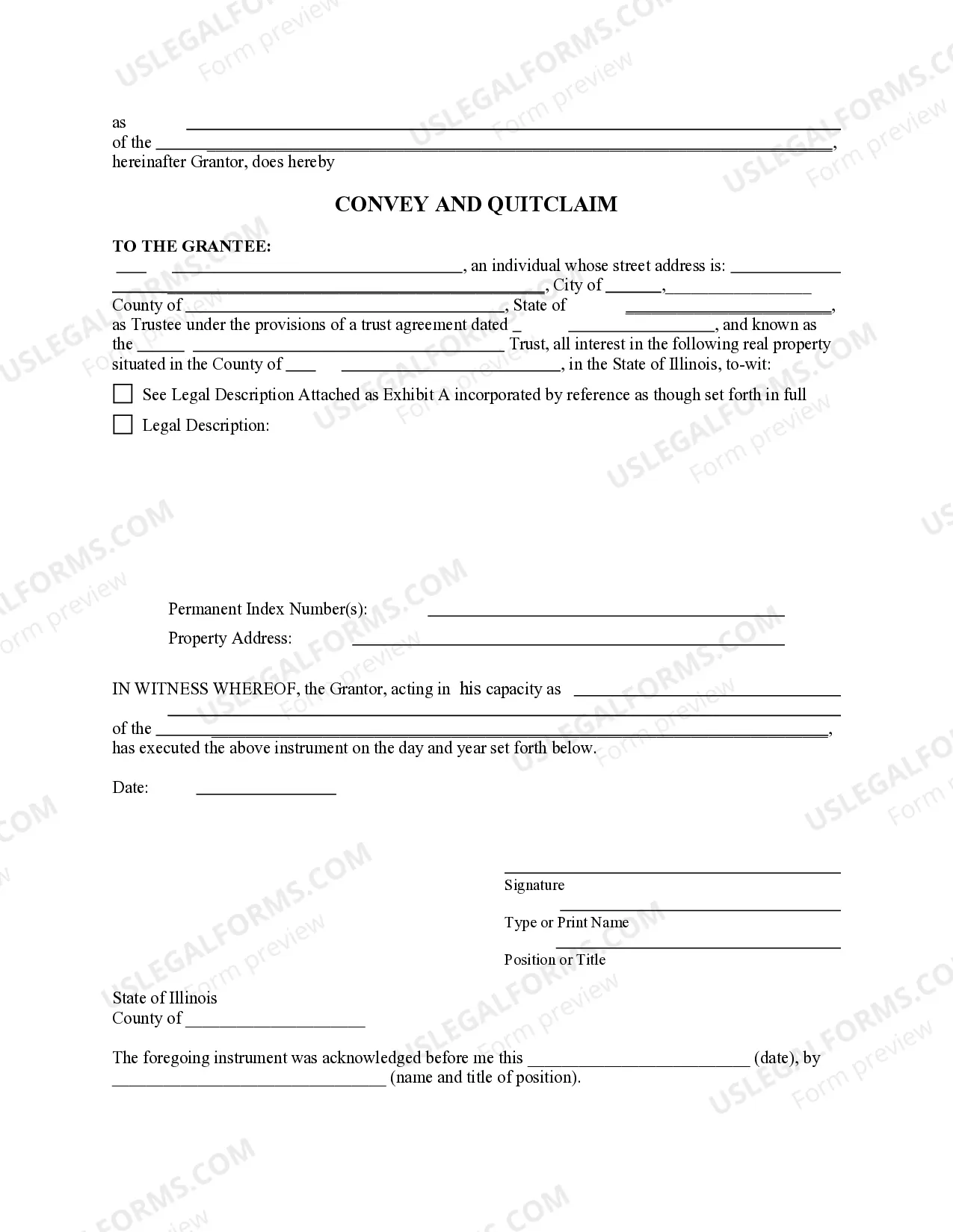 Preview Fiduciary Quitclaim from an Individual Fiduciary to a Trust