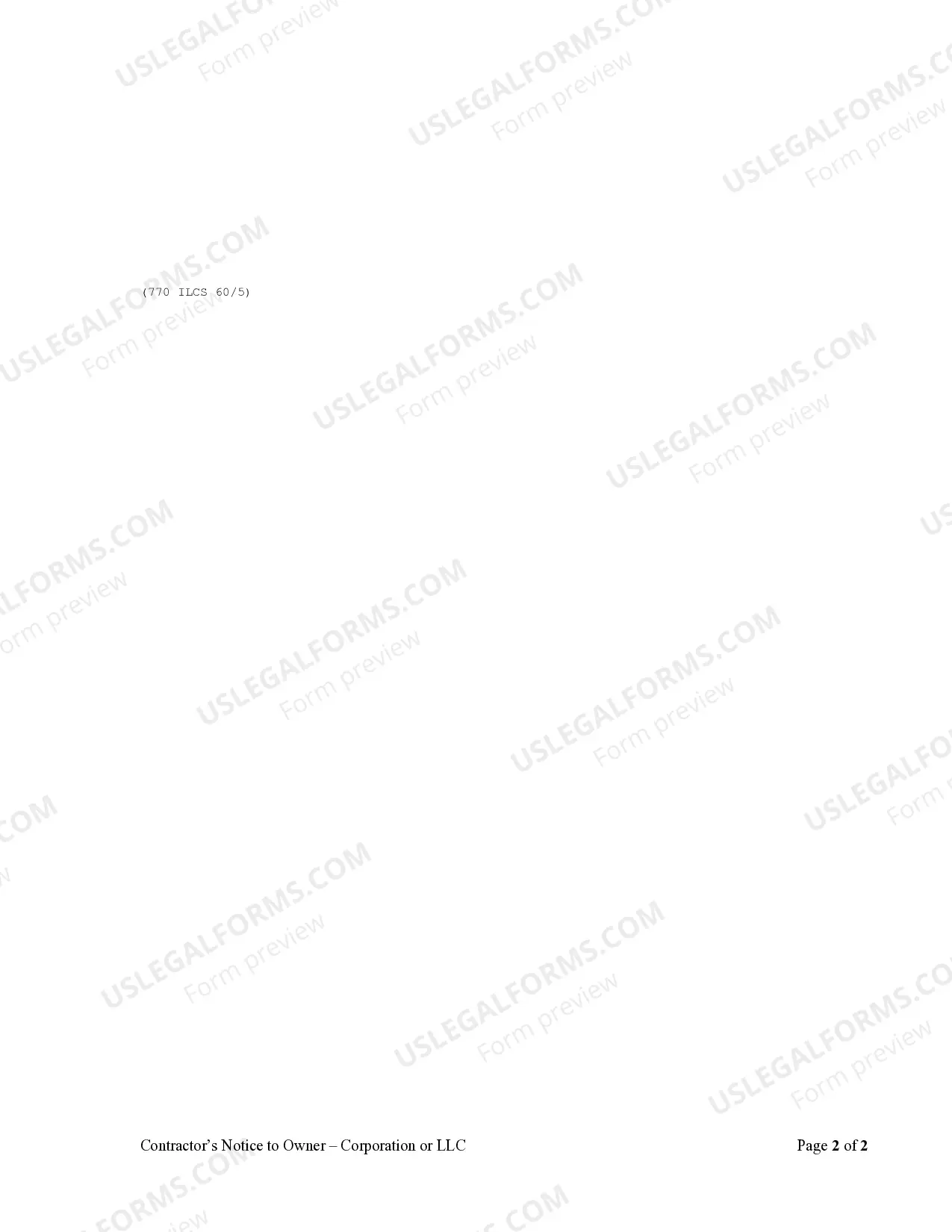 Preview Contractor's Notice to Owner about Disclosure of Labor and Materials - Mechanic Liens - Corporation or LLC