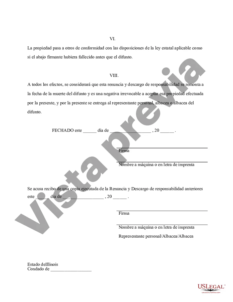 Preview Renuncia y renuncia de propiedad de Illinois recibida por sucesión intestada