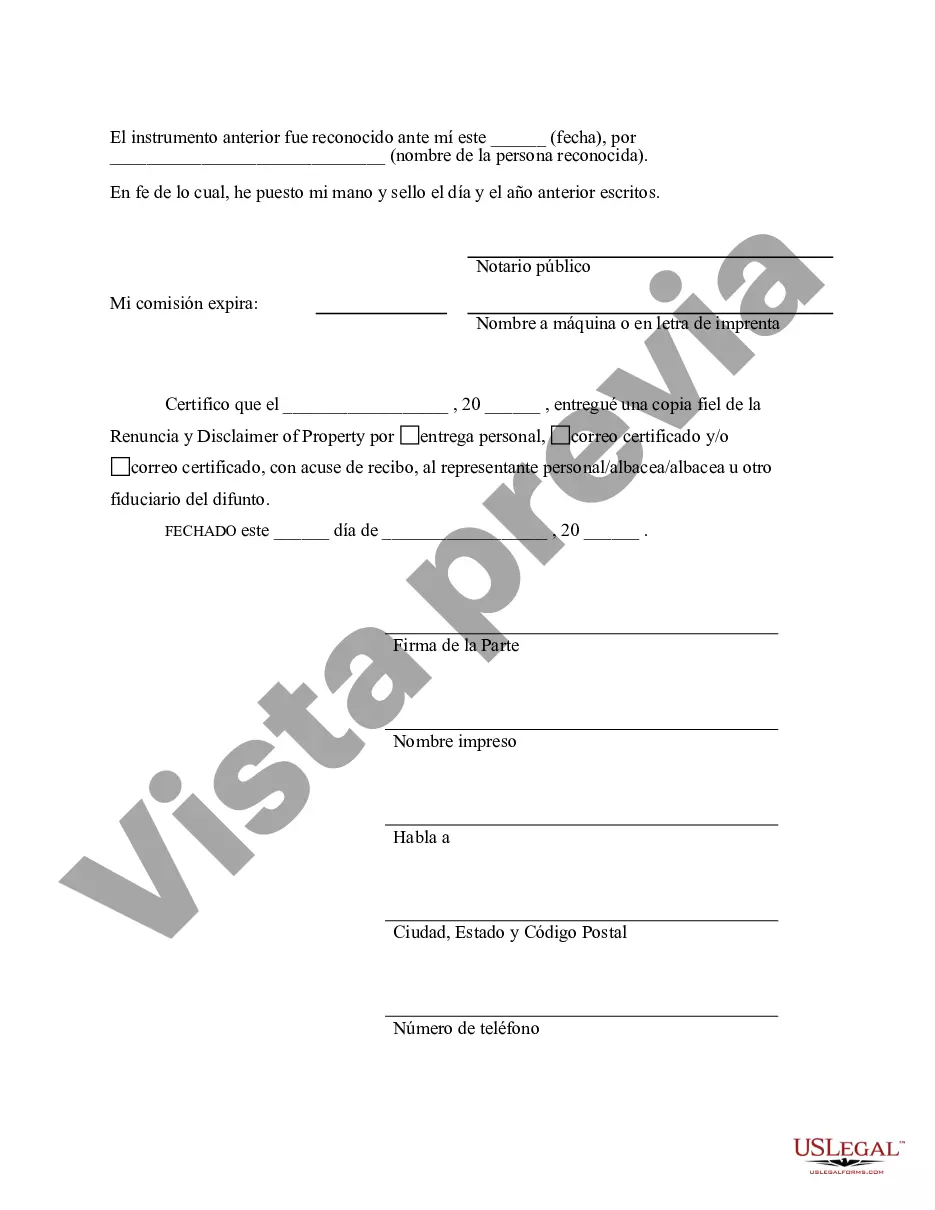 Preview Renuncia y renuncia de propiedad de Illinois recibida por sucesión intestada