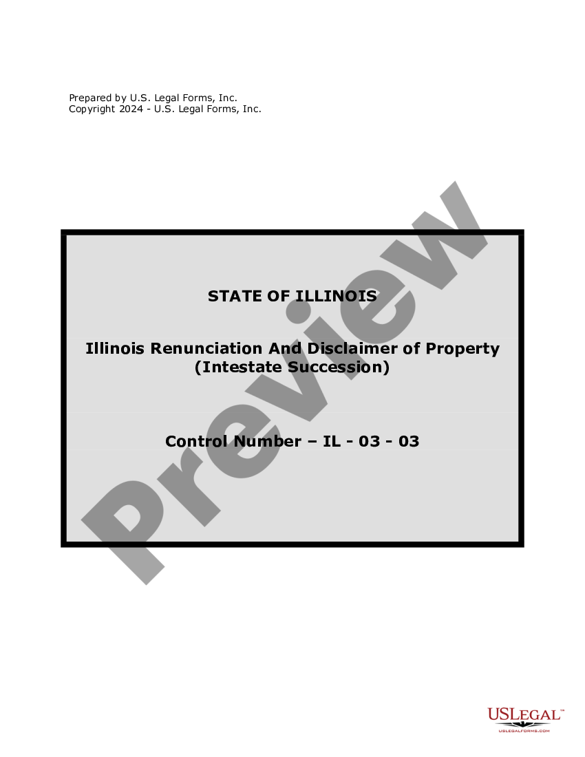 Illinois Renunciation and Disclaimer of Property received by Intestate