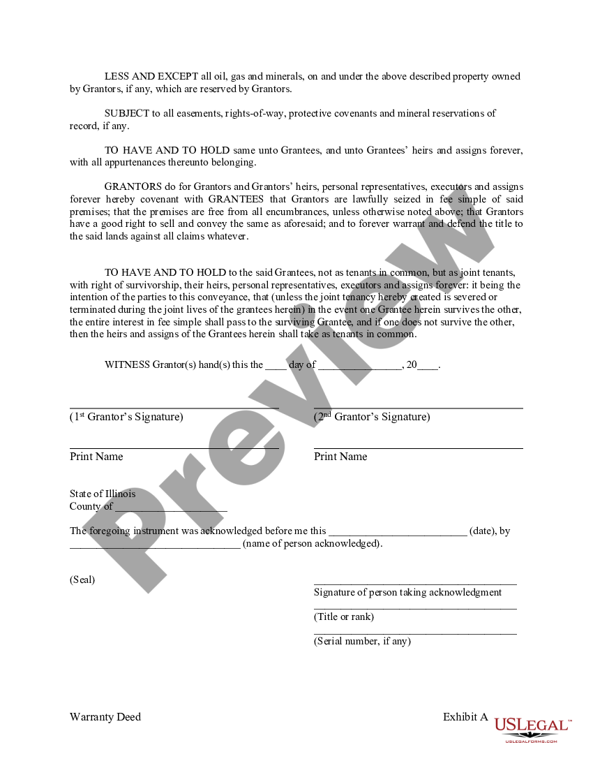 Illinois Warranty Deed from two Individuals to Husband and Wife