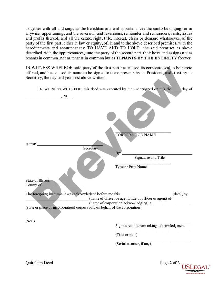 Preview Quitclaim Deed from Corporation to Husband and Wife in tenancy by the entirety