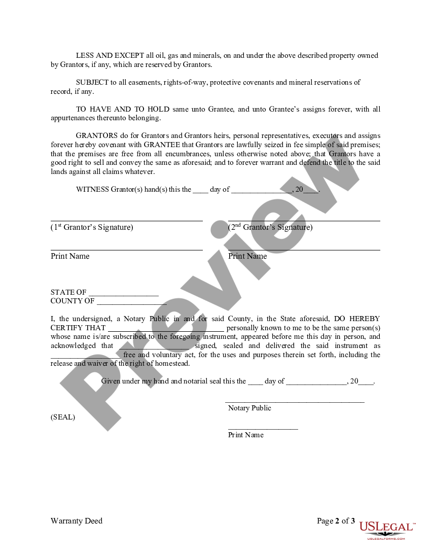 Illinois Warranty Deed from two Individuals to Corporation | US Legal Forms