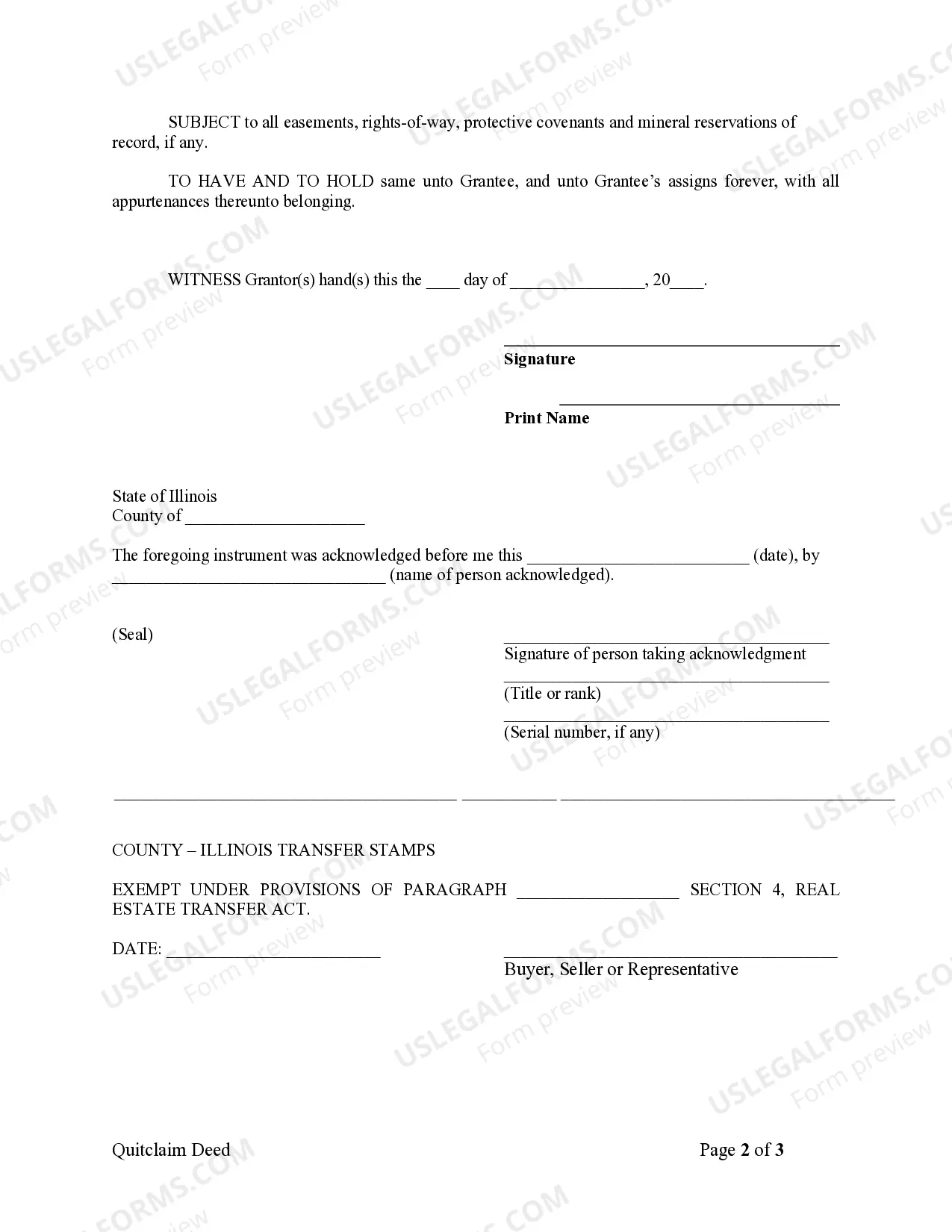 Preview Quitclaim Deed from Individual to Corporation