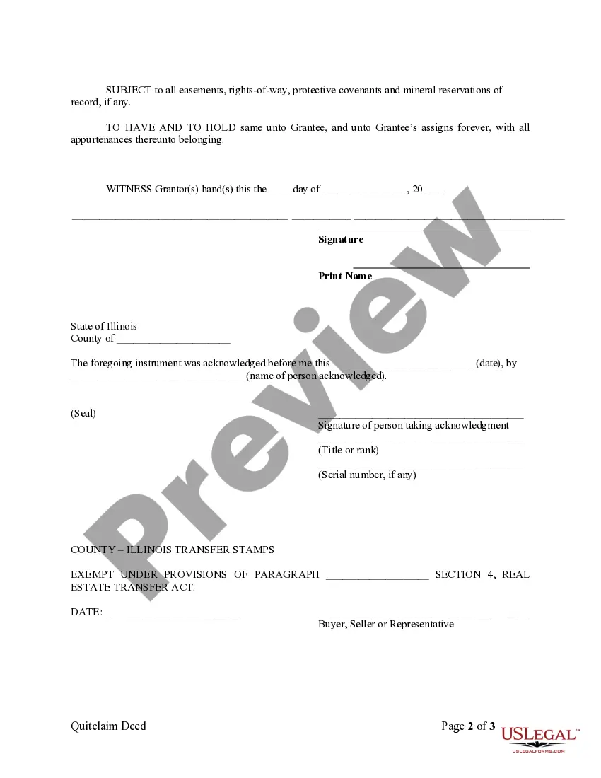 Preview Quitclaim Deed from Individual to LLC