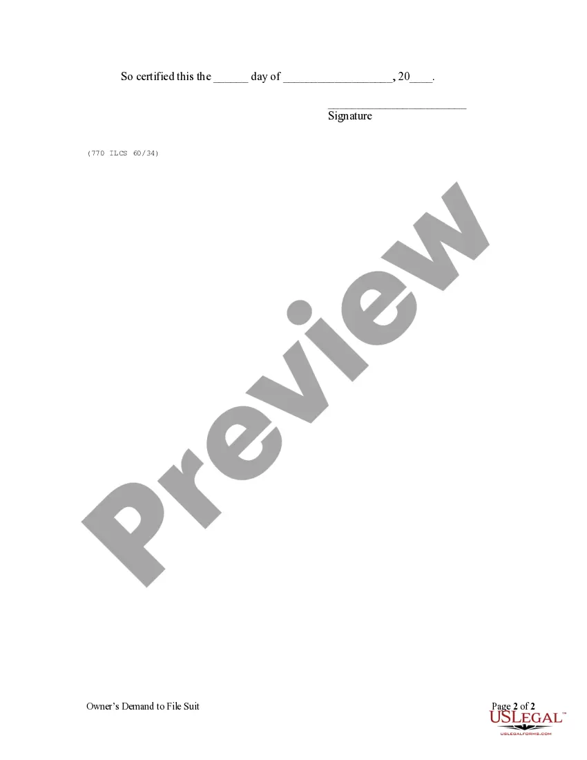 Get Owner's Demand to File Suit - Mechanics Liens - Individual Preview Owner's Demand to File Suit - Mechanics Liens - Individual