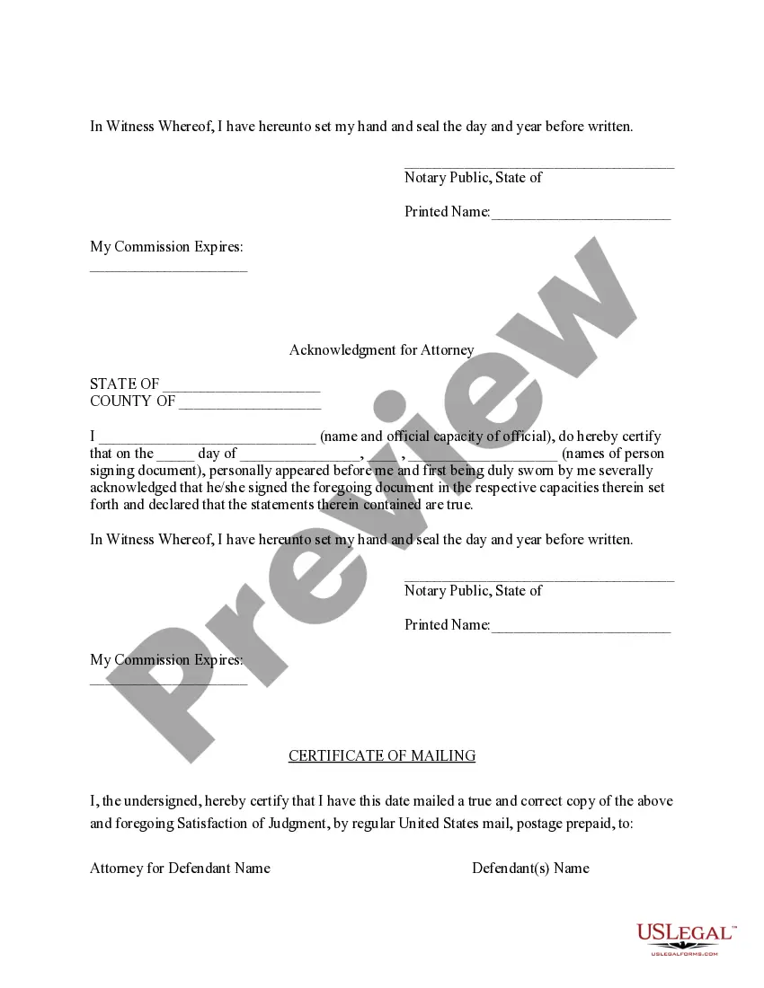 Preview Illinois Satisfaction of Judgment