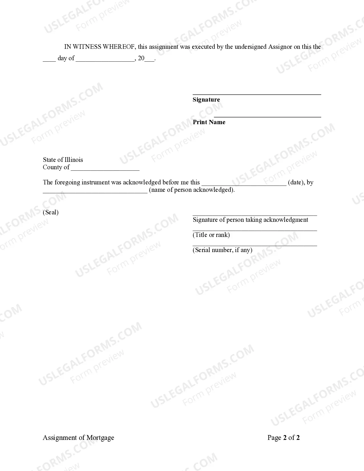 Preview Assignment of Mortgage by Individual Mortgage Holder