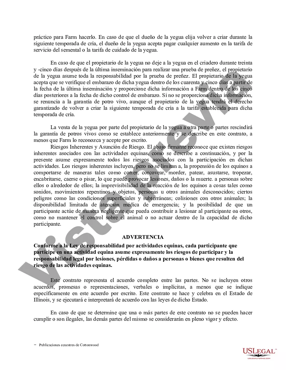 Preview Contrato de servicio de semental - Formularios equinos de caballos