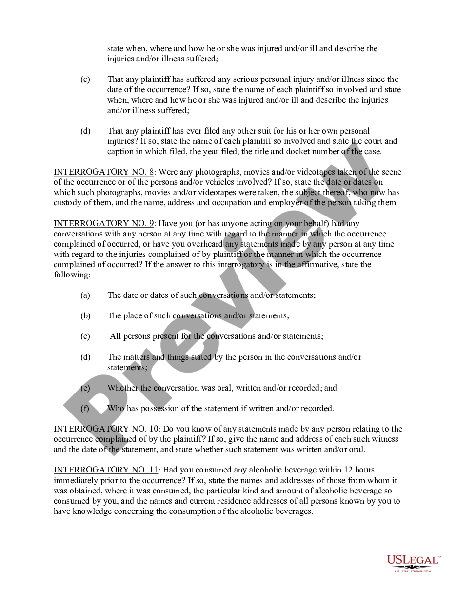 page 1 Motor Vehicle Interrogatories to Defendants preview
