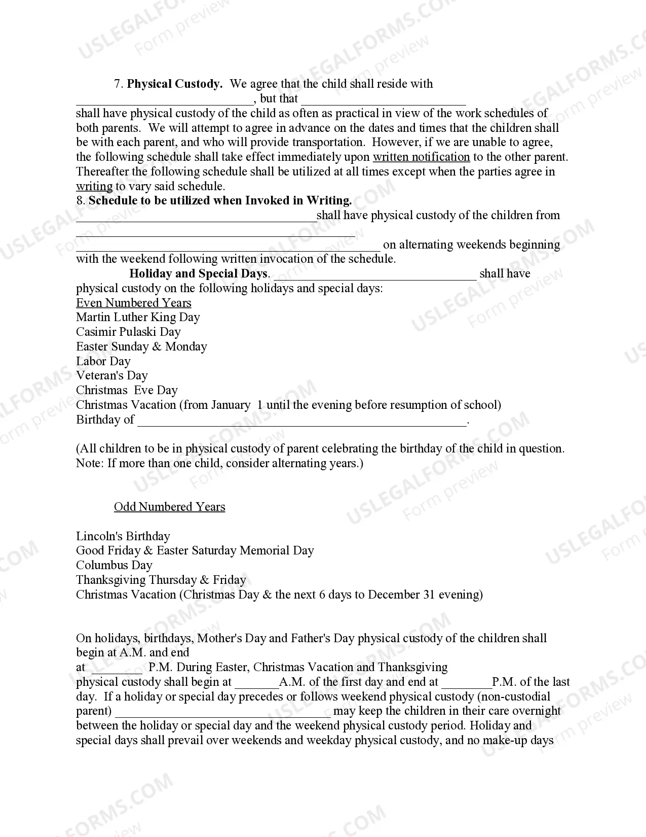 Preview Joint Parenting Agreement