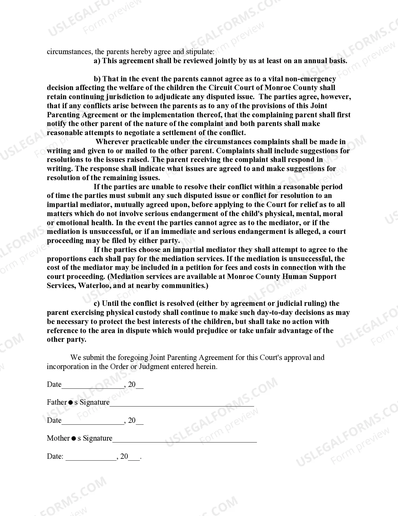 Preview Joint Parenting Agreement