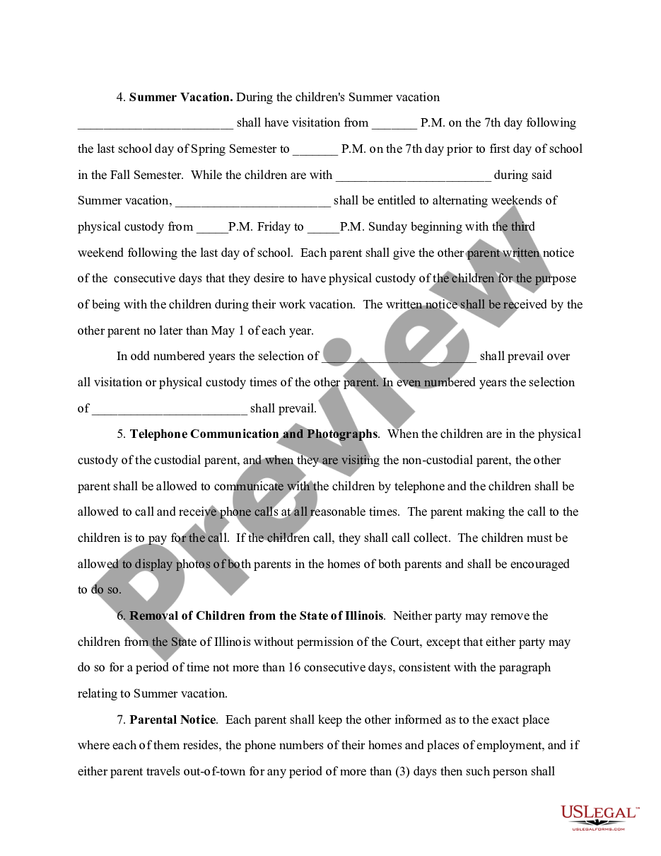 page 2 Sole Custody and Visitation Schedule preview