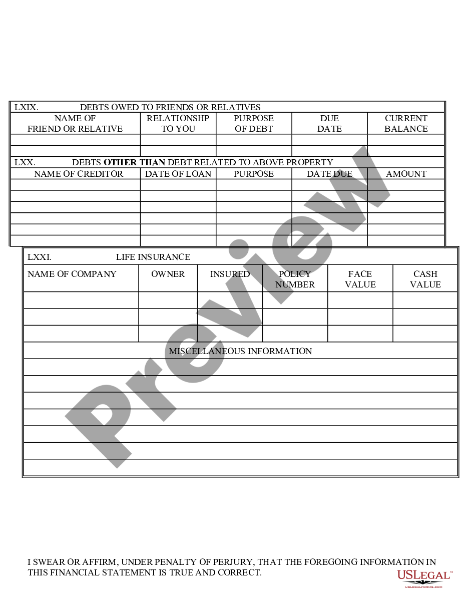 page 4 Financial Statement - Client Worksheet preview