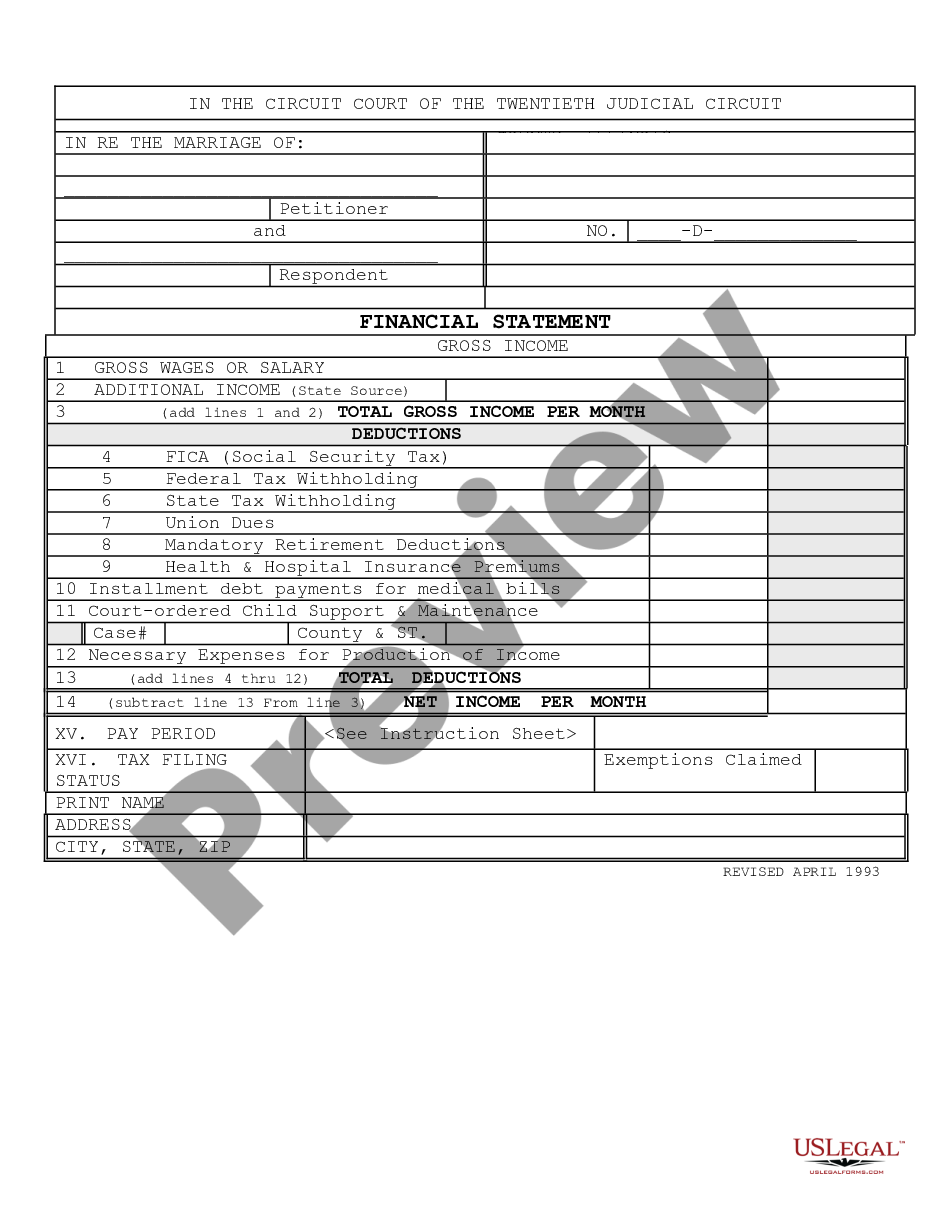 page 0 Financial Statement - for use in Court preview