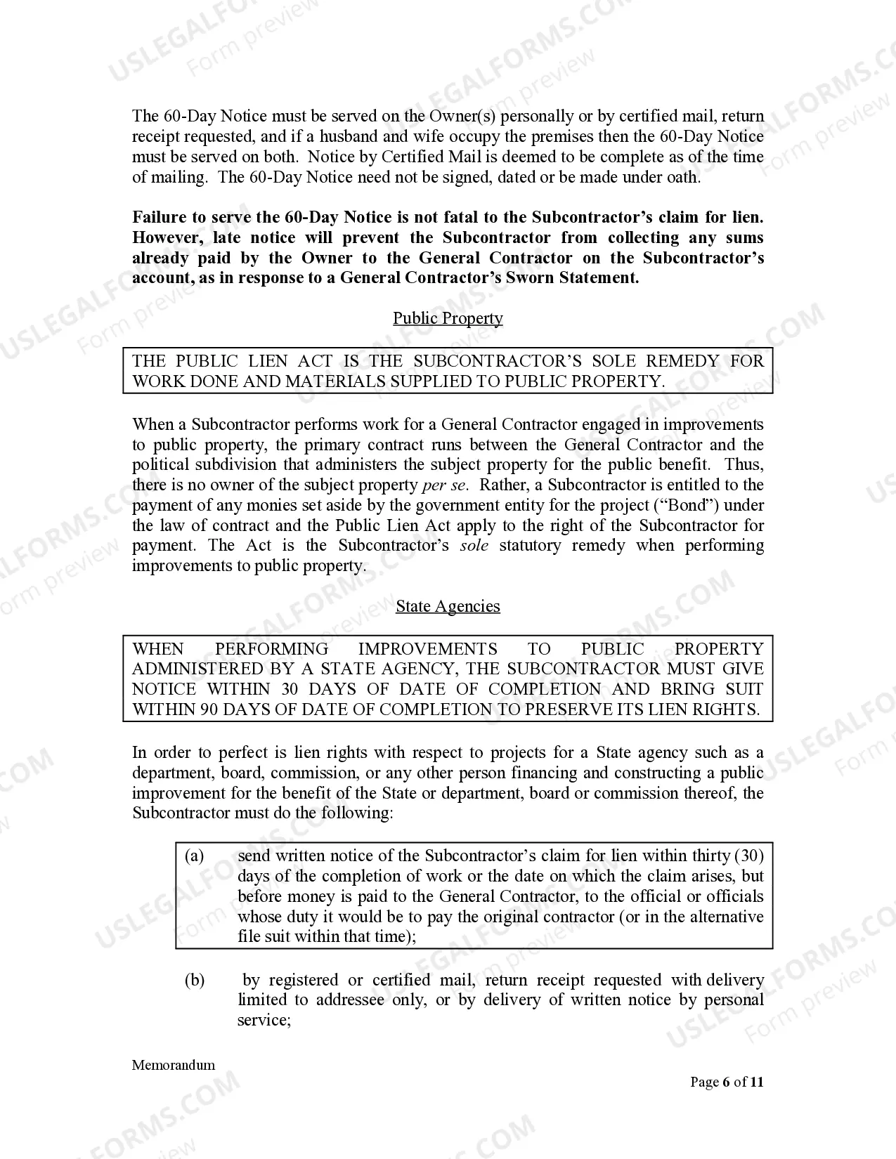 Preview Memorandum to Illinois Contractors and Subcontractors - Critical dates and procedures to enforce Mechanics Lien rights and Exhibit to Memorandum