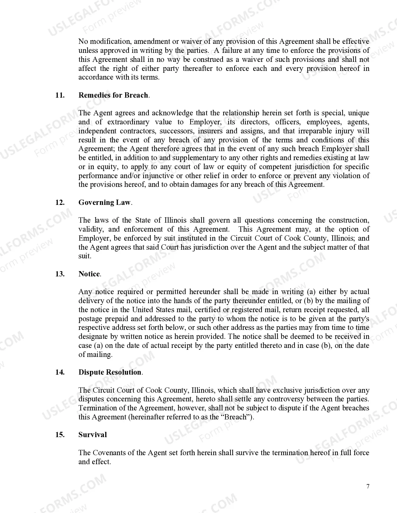 Preview Master Employment Agreement Illinois