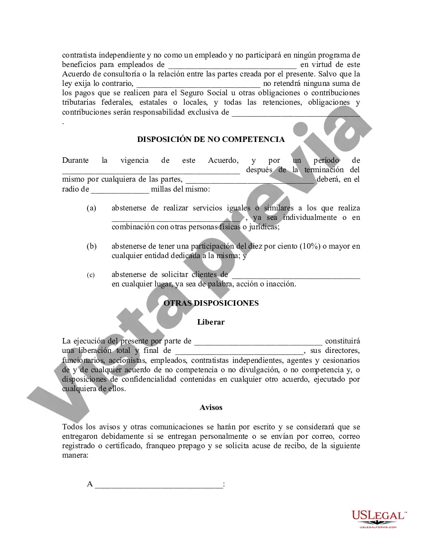 Preview Acuerdo de contratista independiente para trabajadores por cuenta propia