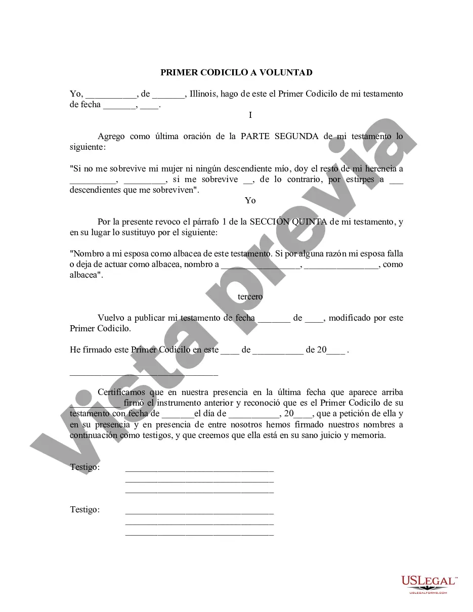 Preview Testamento Simple con Codicilos - Cambios o Enmiendas de Testamento