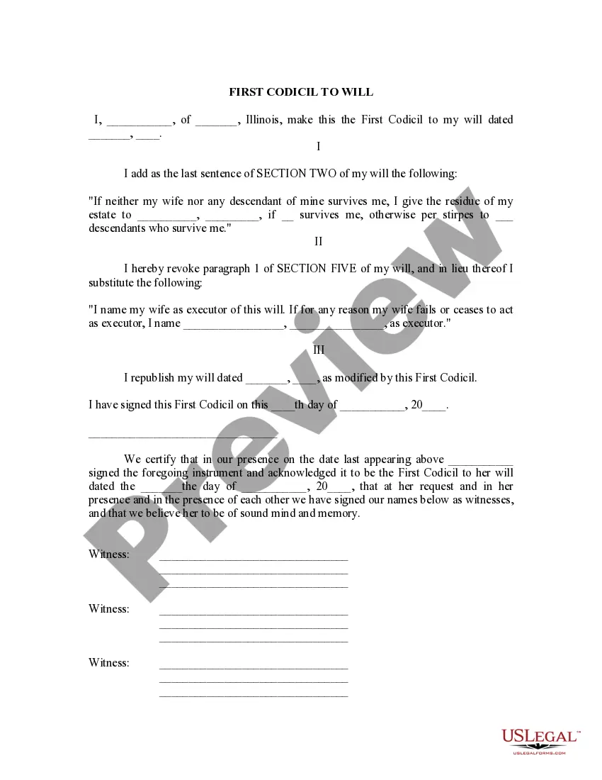Get Simple Will with Codicils - Will Changes or Amendments Preview Simple Will with Codicils - Will Changes or Amendments