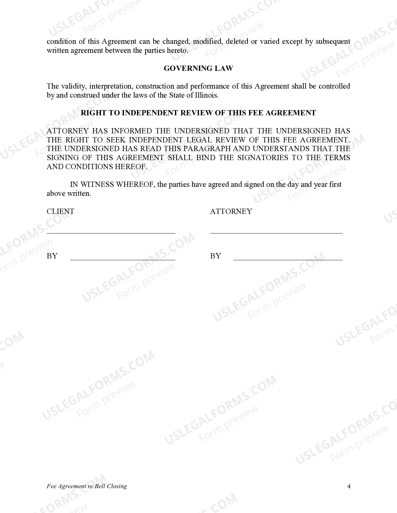 Preview Fee Agreement
