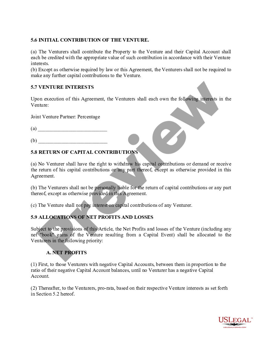 page 3 Joint Venture Agreements - for a Construction Project or General Business Venture preview