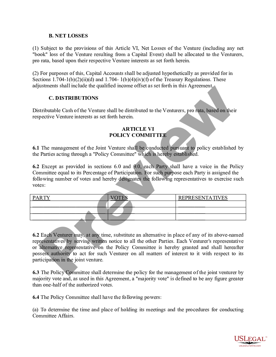 page 4 Joint Venture Agreements - for a Construction Project or General Business Venture preview