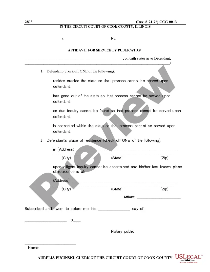 Preview Affidavit for Service by Publication