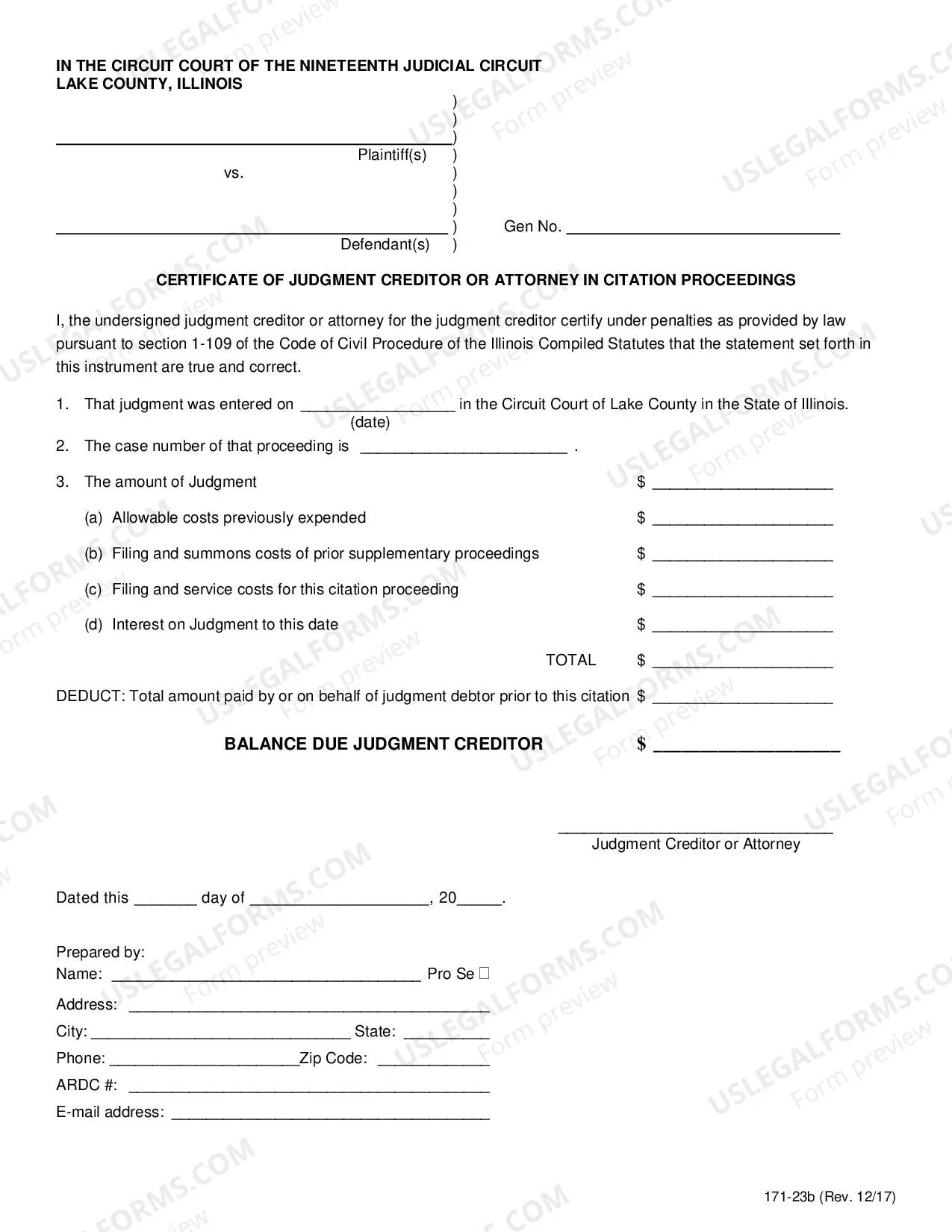Preview Certificate Of Judgment Creditor Or attorney In Citation Proceedings