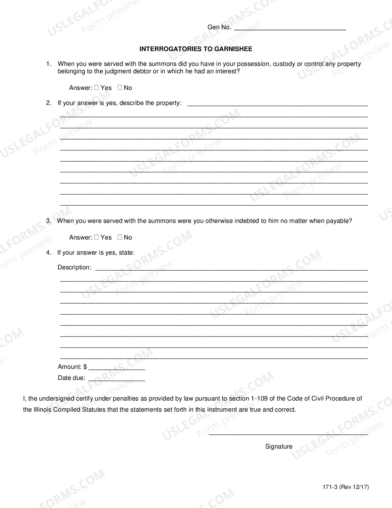 Preview Affidavit For Garnishment Non-Wage