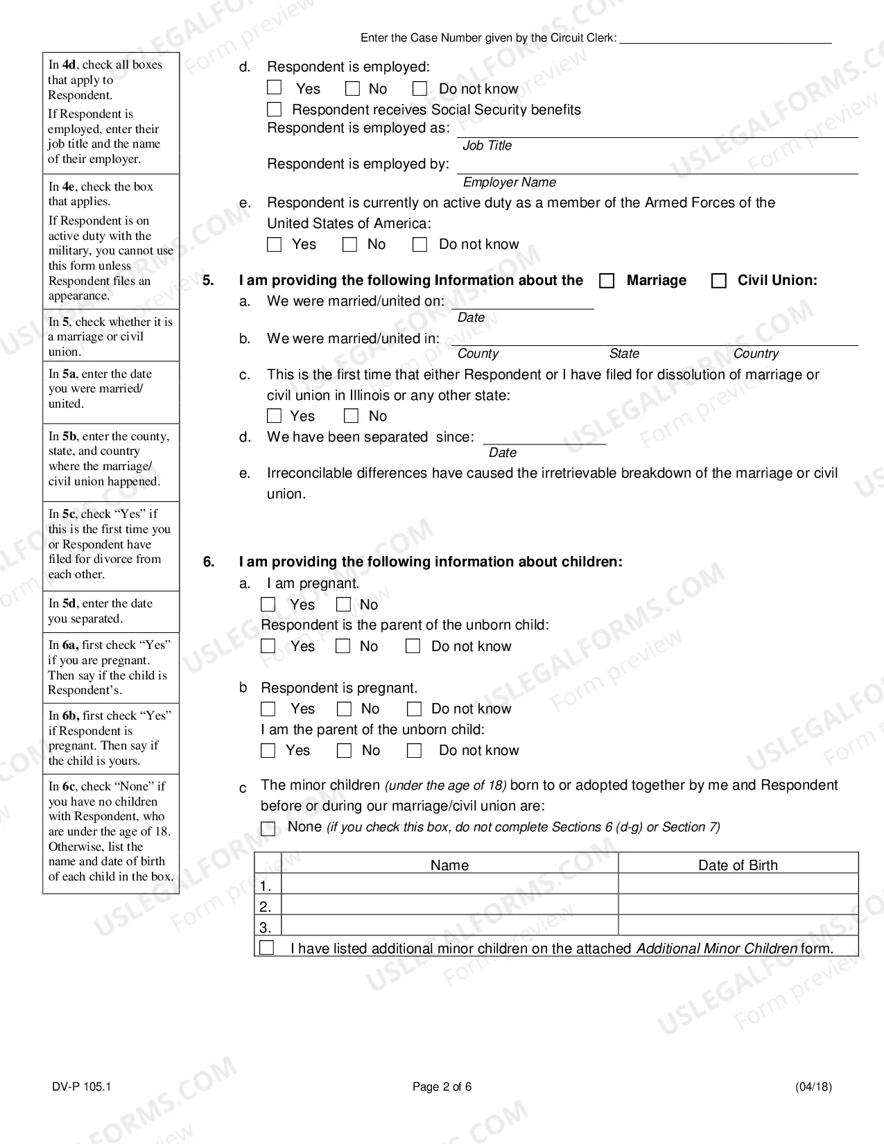 Preview Petition for Dissolution of Marriage - No Minor Children