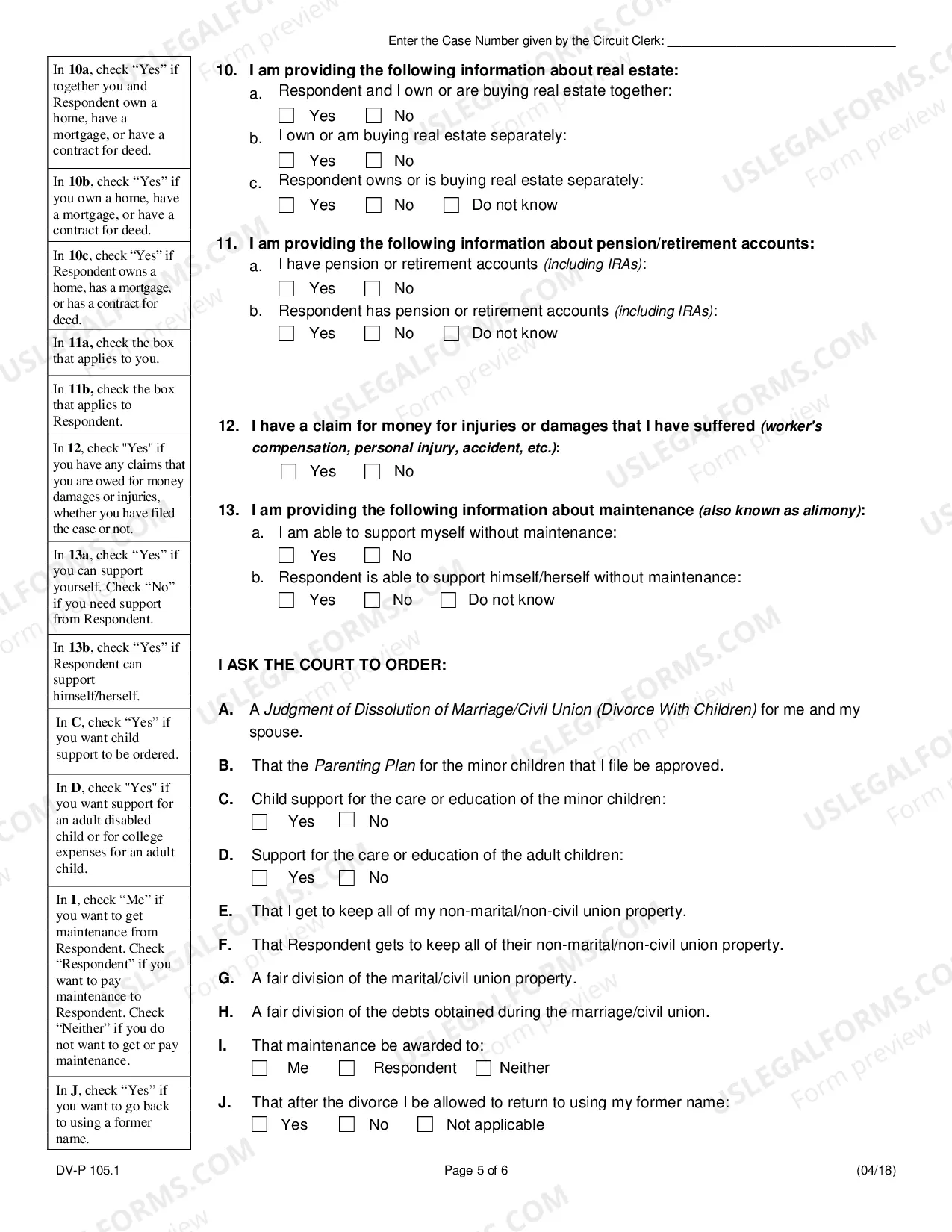 Preview Petition for Dissolution of Marriage - No Minor Children