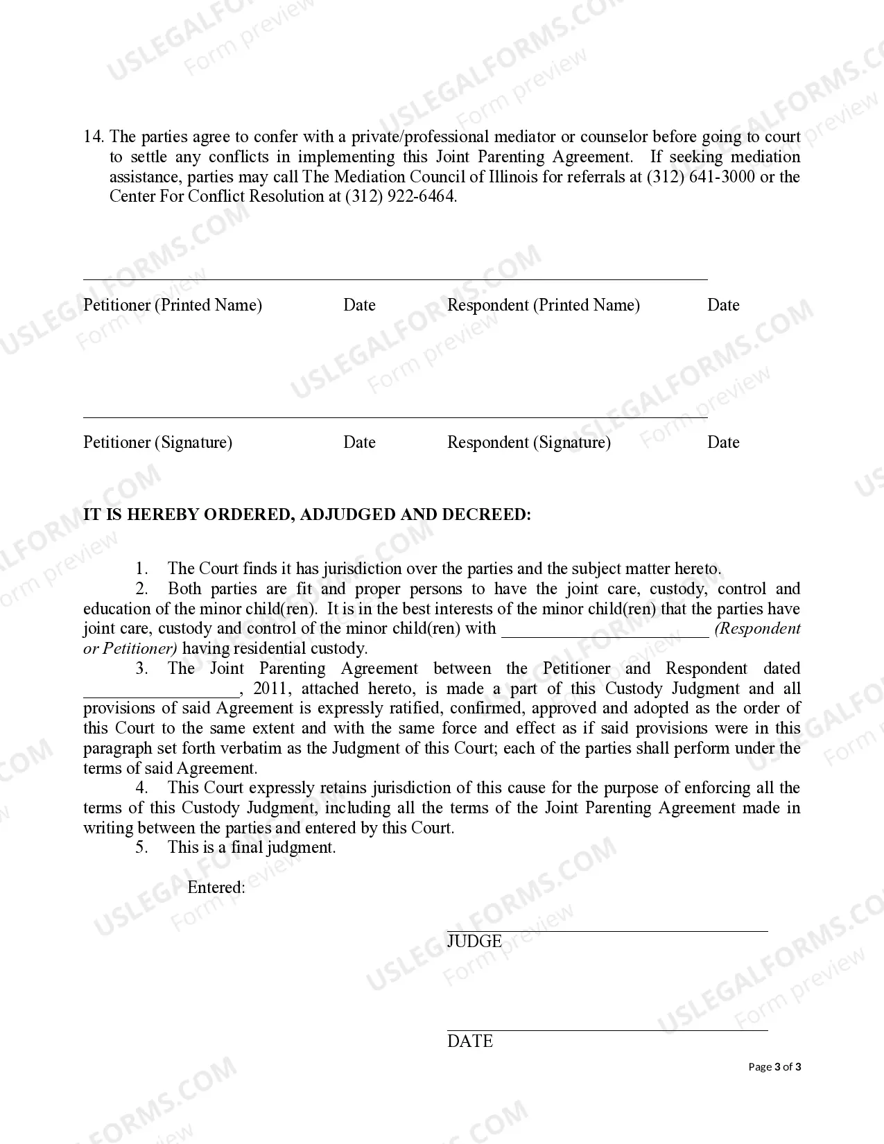 Preview Joint Parenting Agreement