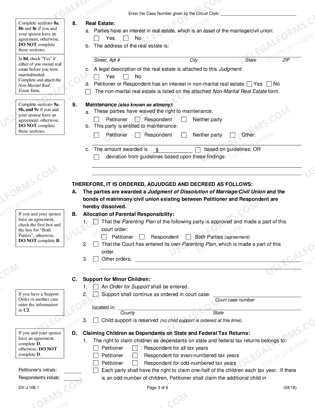 Preview Judgment of Dissolution of Marriage - No Minor Children