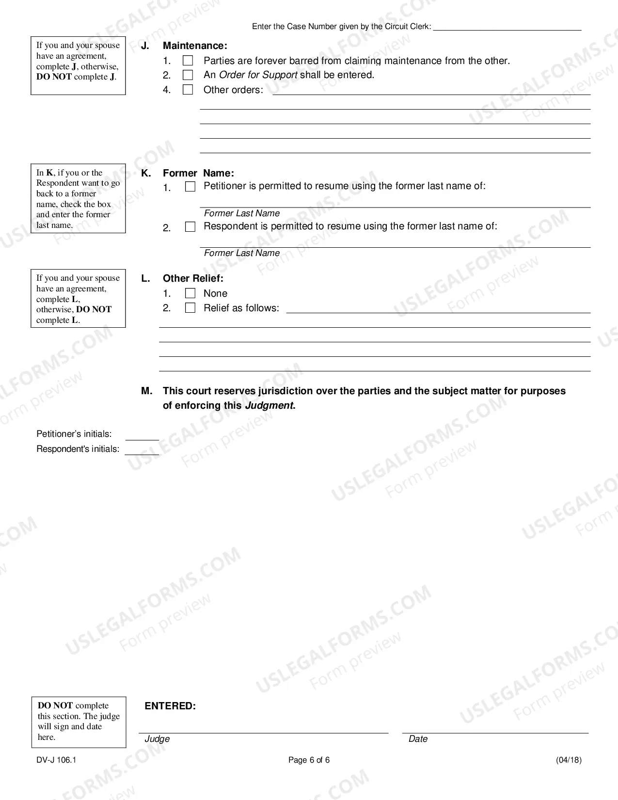 Preview Judgment of Dissolution of Marriage - No Minor Children