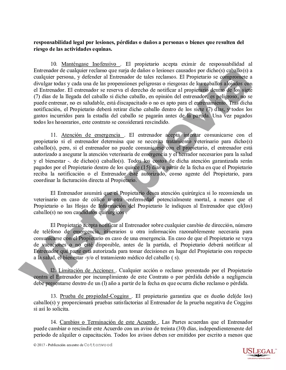 Preview Contrato de Entrenamiento - Caballo Equino Formas