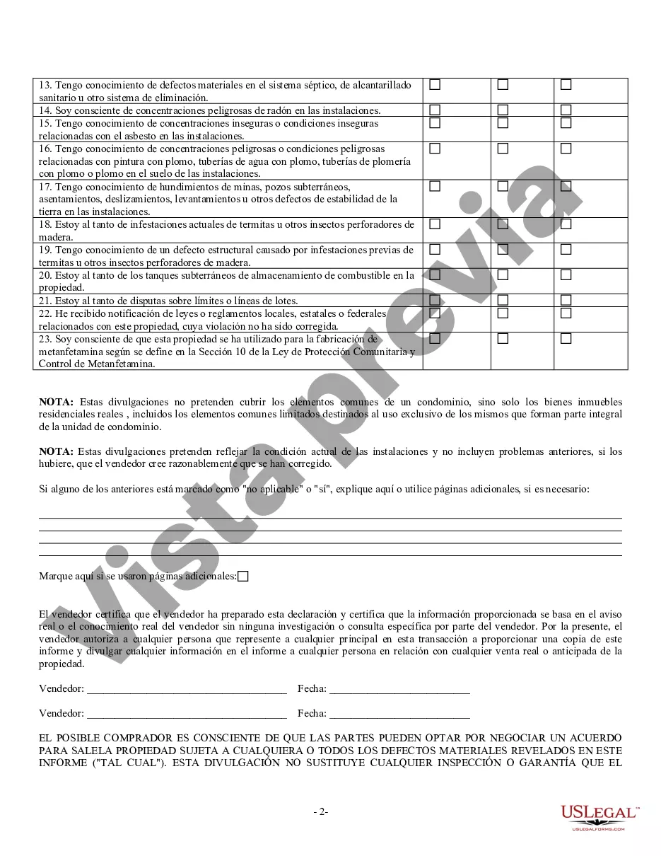 Preview Declaración de Divulgación de Ventas de Bienes Raíces Residenciales