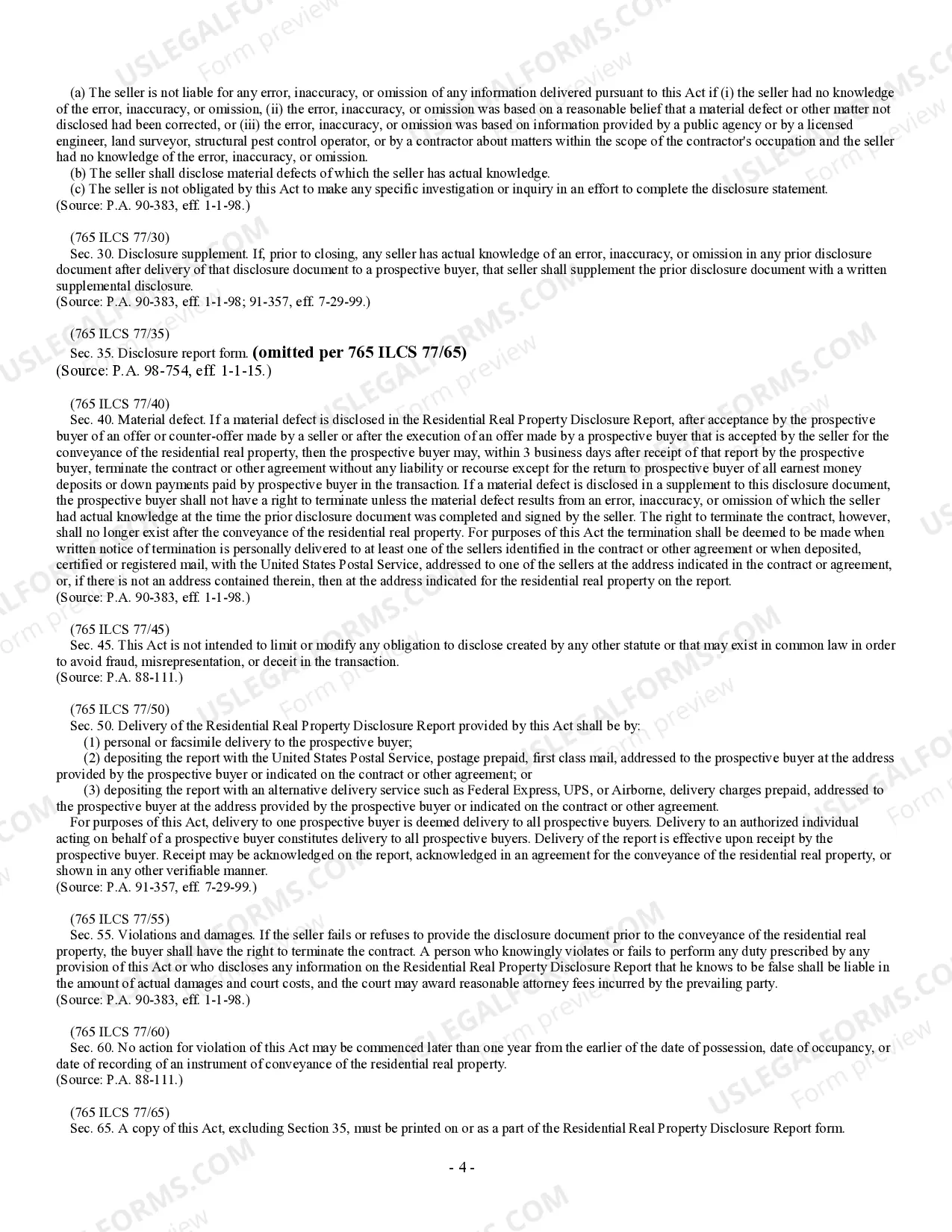 Preview Residential Real Estate Sales Disclosure Statement