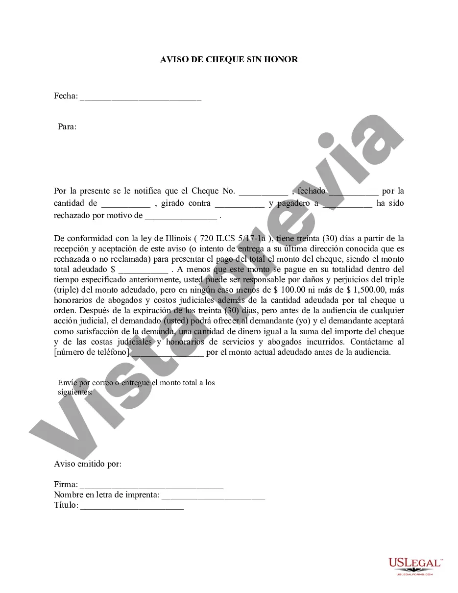 Preview Aviso de cheque sin fondos - Civil - Palabras clave: cheque sin fondos, cheque sin fondos