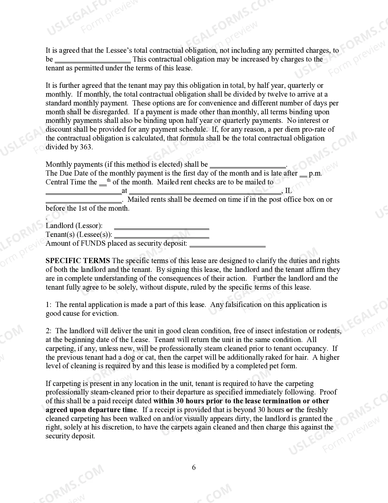 Preview Illinios Lease Contract Agreement