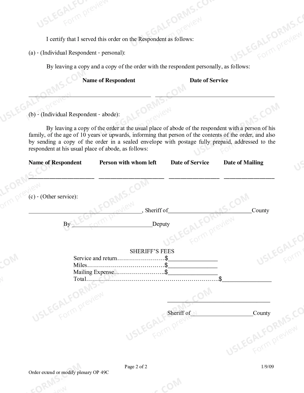 Preview Order For Extension and-Or Modification Of Plenary Order Of Protection
